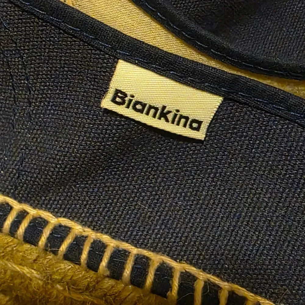 BIANKINA Vegan Organic Navy Slip-On Espadrilles - Size 39 (8)‎